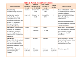 Table 1: Award Assessment Criteria
