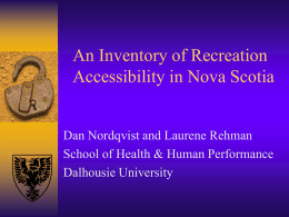 An Inventory of Recreation Accessibility in Nova Scotia