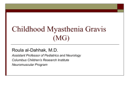 MG in childhood - Scioto County Medical Society