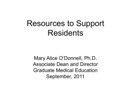 Resources to support Residents