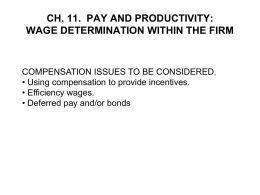 CH. 11. PAY AND PRODUCTIVITY: WAGE DETERMINATION WITHIN