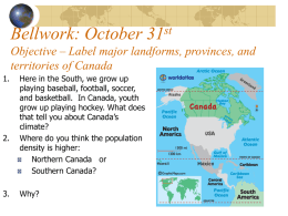 Map Key of Canada - Siegel Middle School
