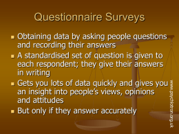 Questionnaire Surveys - Psychlology Teaching Resources