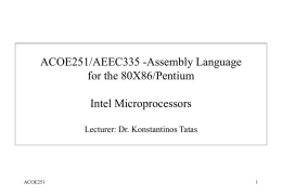 Assembly Language for the 80X86/Pentium Intel Microprocessors
