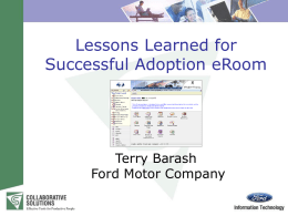 Lessons Learned for Successful Adoption eRoom