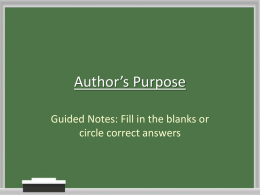 Author’s Purpose - Kentucky Department of Education