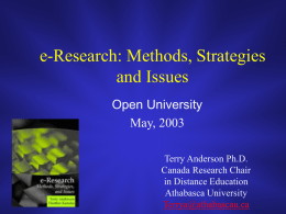 e-Research. Methods, Strategies and Issues