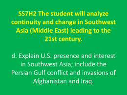SS7H2 The student will analyze continuity and change in