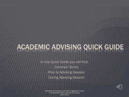 Academic Advising Quick Guide - Northwestern State University