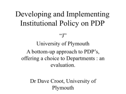 Developing and Implementing Institutional Policy on PDP
