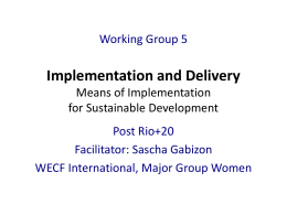 Means of Implementation for Sustainable Development