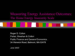 Measuring Energy Assistance Outcomes: The Home Energy