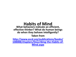 Habits of Mind - Inquiry Based Science
