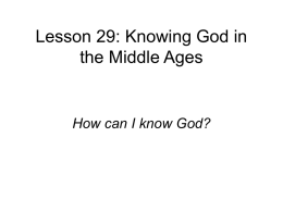Lesson 30: Knowing God in the Middle Ages