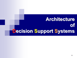 Architecture of Decision Support Systems