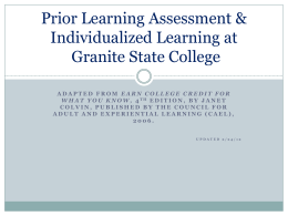 Assessment of Prior Learning at Granite State College