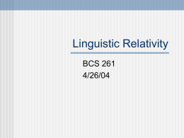 Linguistic Relativity - University of Rochester