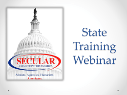 State Chapter Training Webinar - Secular Coalition for America