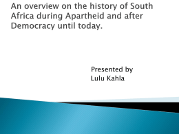 A brief history ofHuman Rights in South African from the