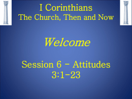I Corinthians The Church Then and Now