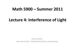 Math 5900 – Summer 2010 Lecture 1: Simple Harmonic