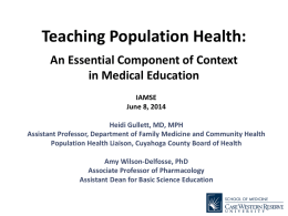 Early Integration of Public Health into Medical Education