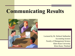 Communicating Results - @@ Home
