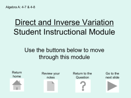 Direct and Inverse Variation Student Instructional Module