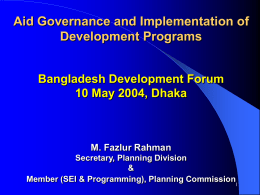 Aid Governance and Implementation of Development Programs