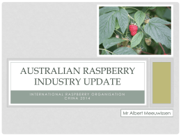 Australian Raspberry Indusrty update
