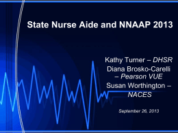 State Nurse Aide and NNAAP 2013