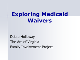 Exploring Medicaid Waivers - Infant & Toddler Connection