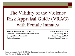 The Validity of the VRAG with Female Inmates