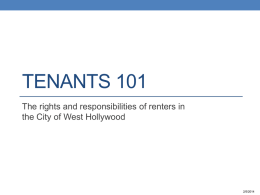 Tenants 101 - West Hollywood, California