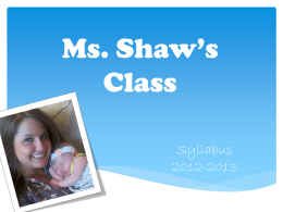 Ms. Shaw’s Class - Franklin County Public Schools