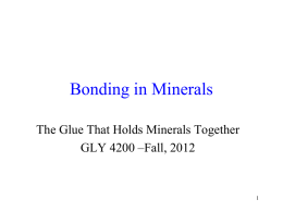 Bonding in Minerals - Florida Atlantic University