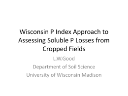 Wisconsin P Index Approach to Soluble P Losses from Fields