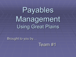 Payables Management Using Great Plains