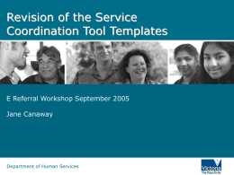 Revision of the Service Coordination Tool Templates