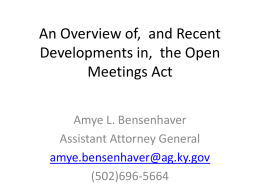 THE KENTUCKY OPEN MEETINGS ACT KRS 61.805 – 61.850