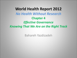 World Health Report 2012 No Health Without Research