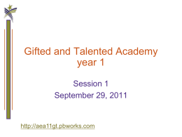 Gifted and Talented Academy year 1