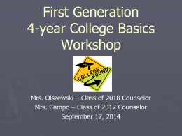First Generation 4-year College Workshop