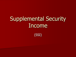 Supplemental Security Income - Disability Rights California