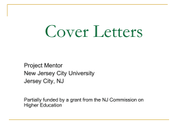 HOW TO WRITE A COVER LETTER - New Jersey City University