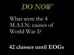 MAIN CAUSES OF WWI - 8th Grade History Class