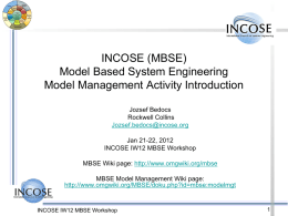 INCOSE MBSE System of Systems (SoS) Activity Update