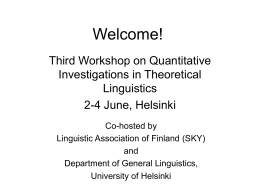 Welcome! [www.ling.helsinki.fi]