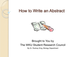 How to Write an Abstract