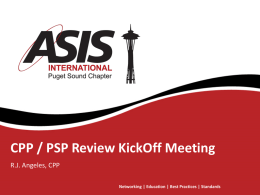 CPP / PSP Review KickOff Meeting